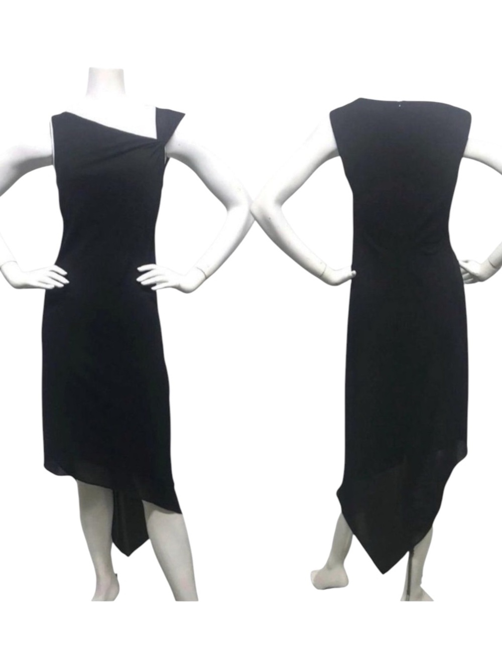 David Meister Nordstrom Black Asymmetrical Dress LBD 14 NEW NWT